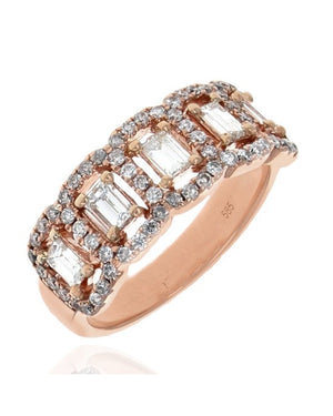 Baguette and Round Diamond Halo Band