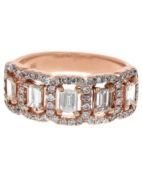 Baguette and Round Diamond Halo Band
