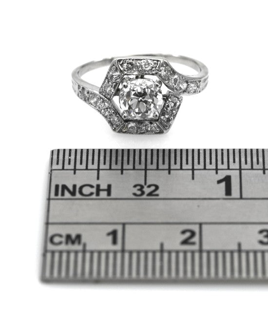 European Diamond Hexagon Bypass Ring