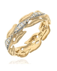 Foliate Motif Diamond Band
