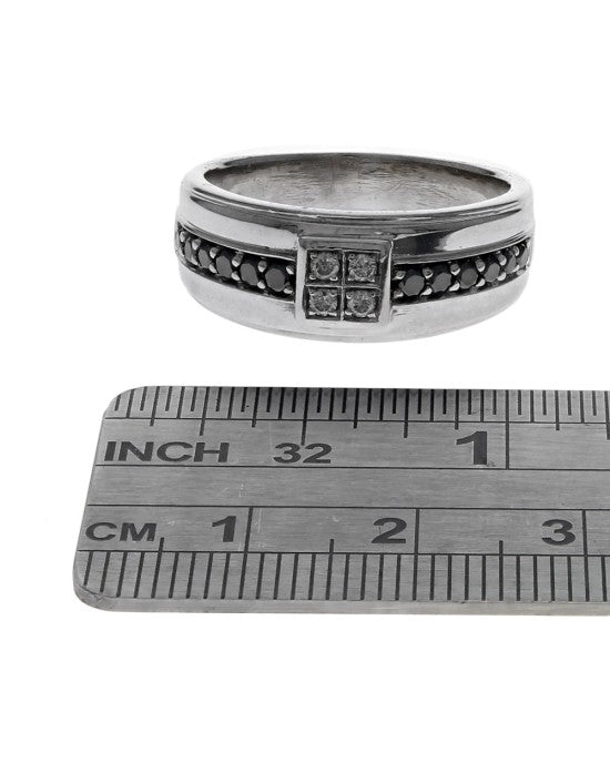 Gentlemans Black and White Diamond Band