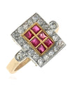 Ruby and Diamond Square Top Ring