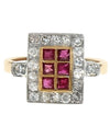 Ruby and Diamond Square Top Ring