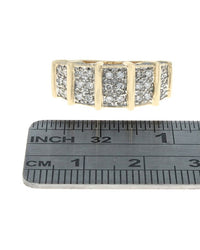 3-Row Diamond Vertical Bar Split Ring in White and Yellow Gold