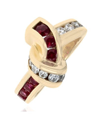 Charles Krypell Vintage Ruby and Diamond Crossover Ring