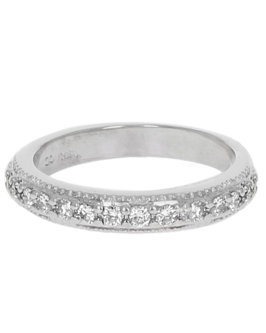 Diamond Milgrain Accent Band in White Gold