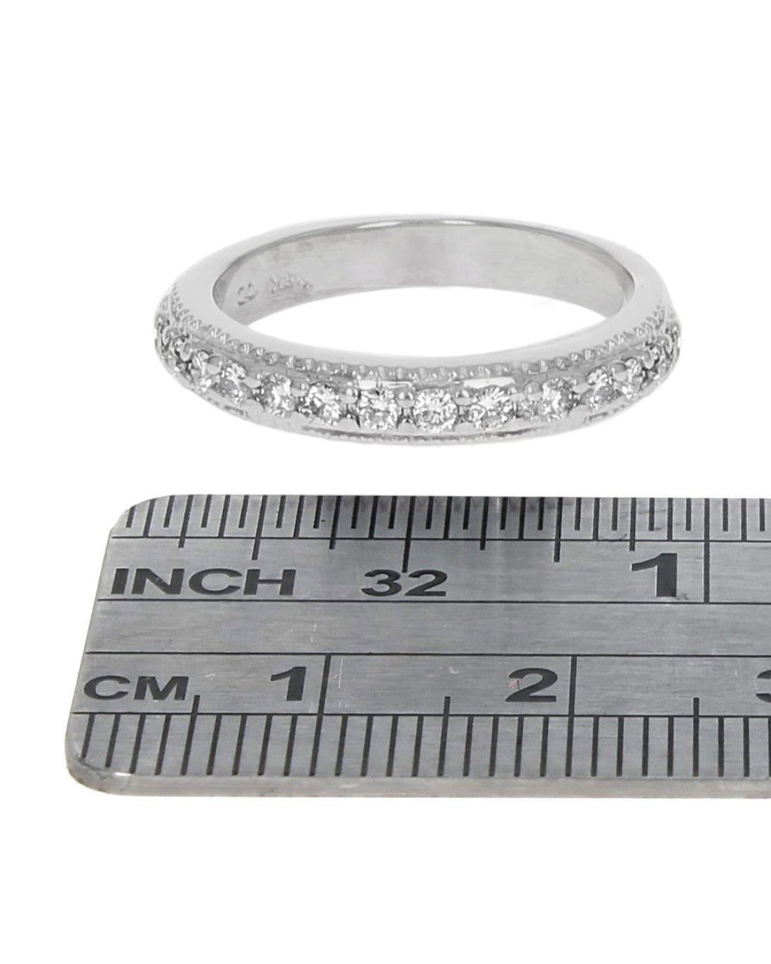 Diamond Milgrain Accent Band in White Gold