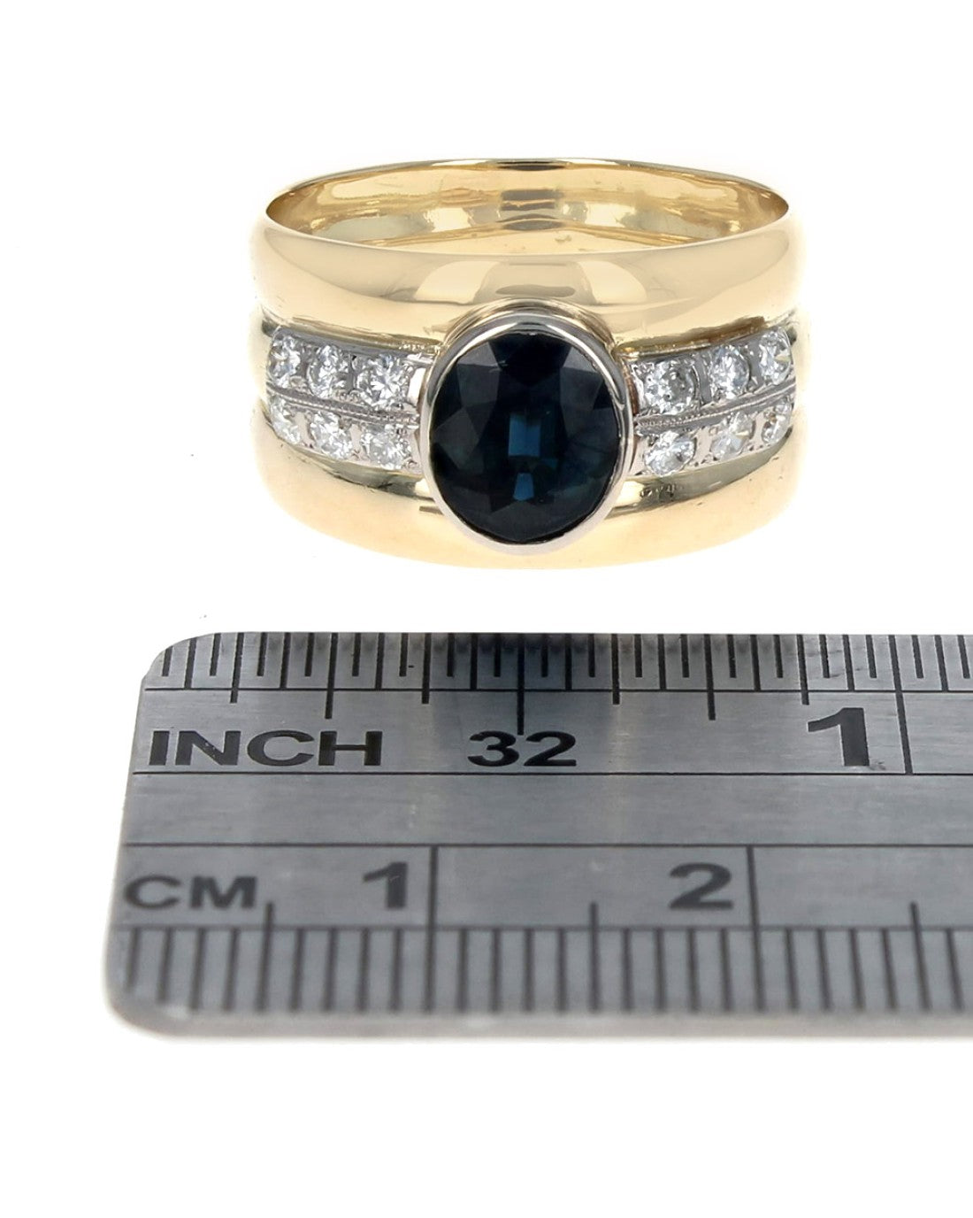 Australian Blue Sapphire and Diamond Fluted Band