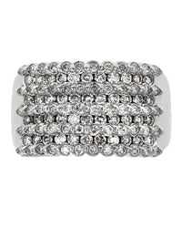 9 Row Diamond Tapered Ring in White Gold