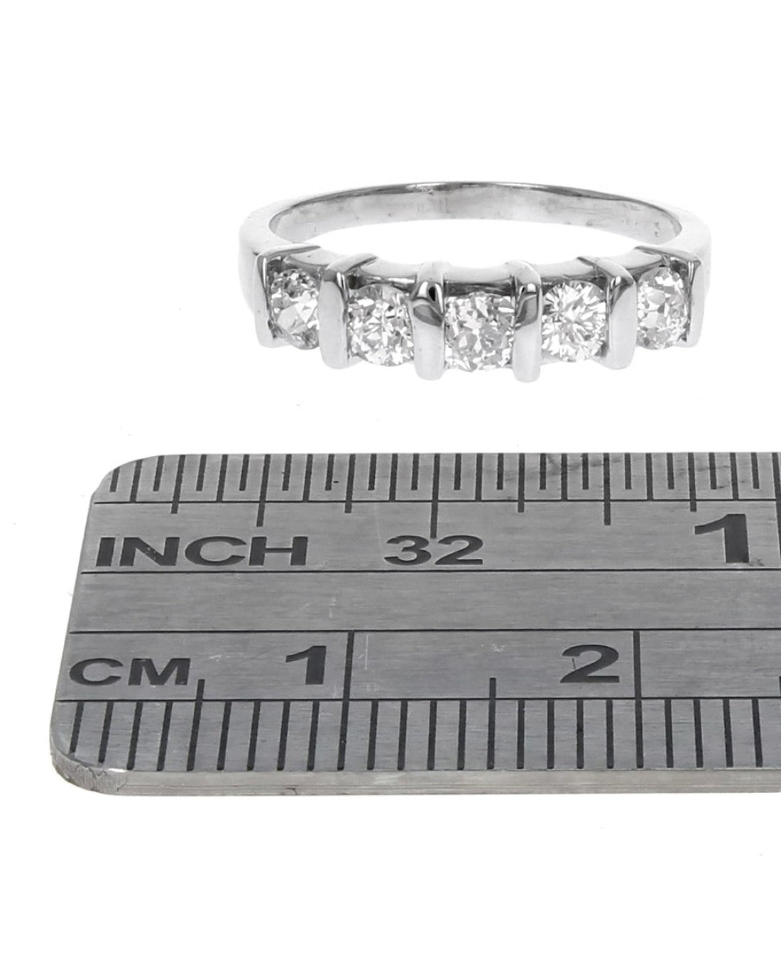 5 Stone Diamond Wedding Band in White Gold