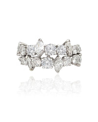 Marquise and Round Diamond 2 Row Ring