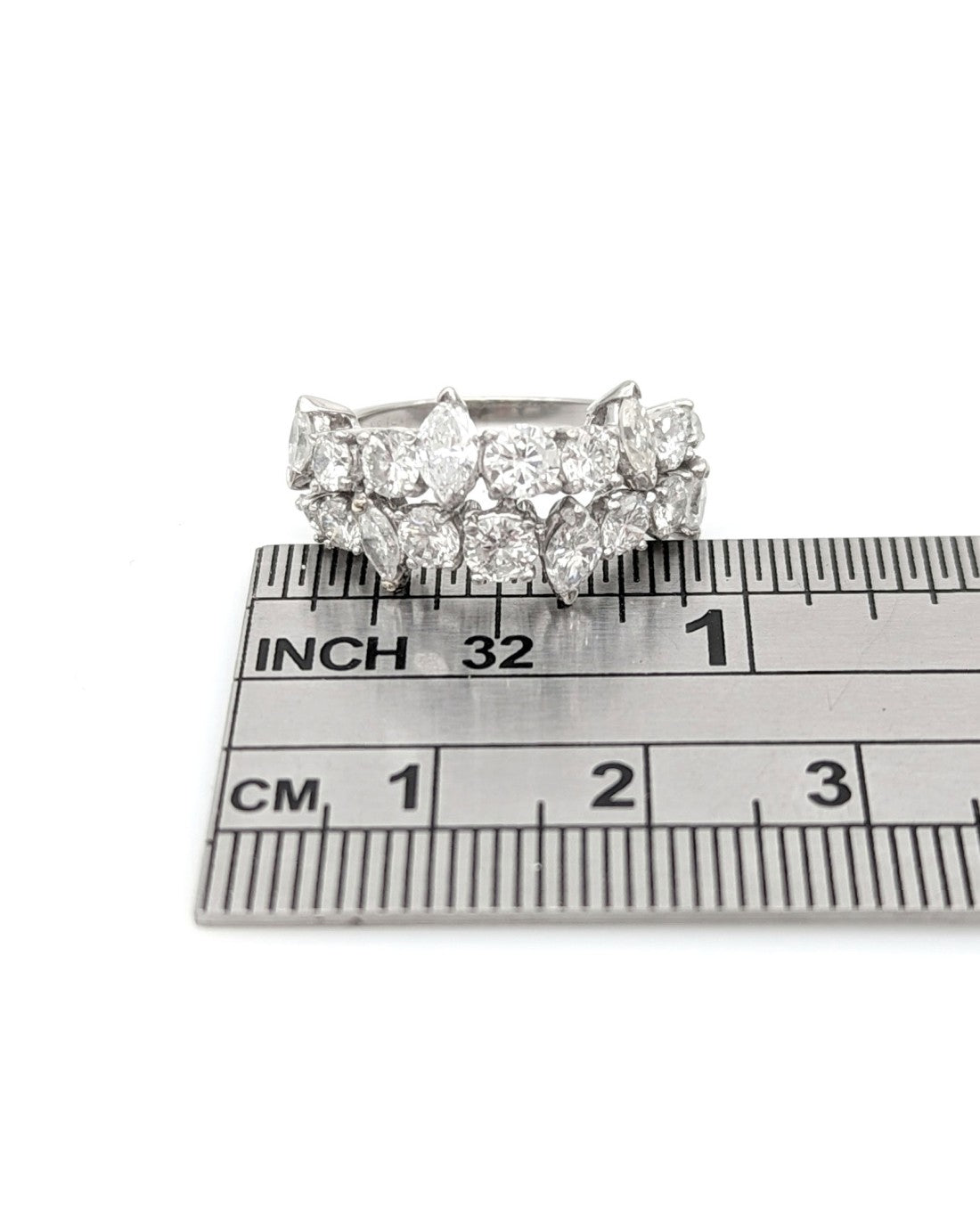 Marquise and Round Diamond 2 Row Ring