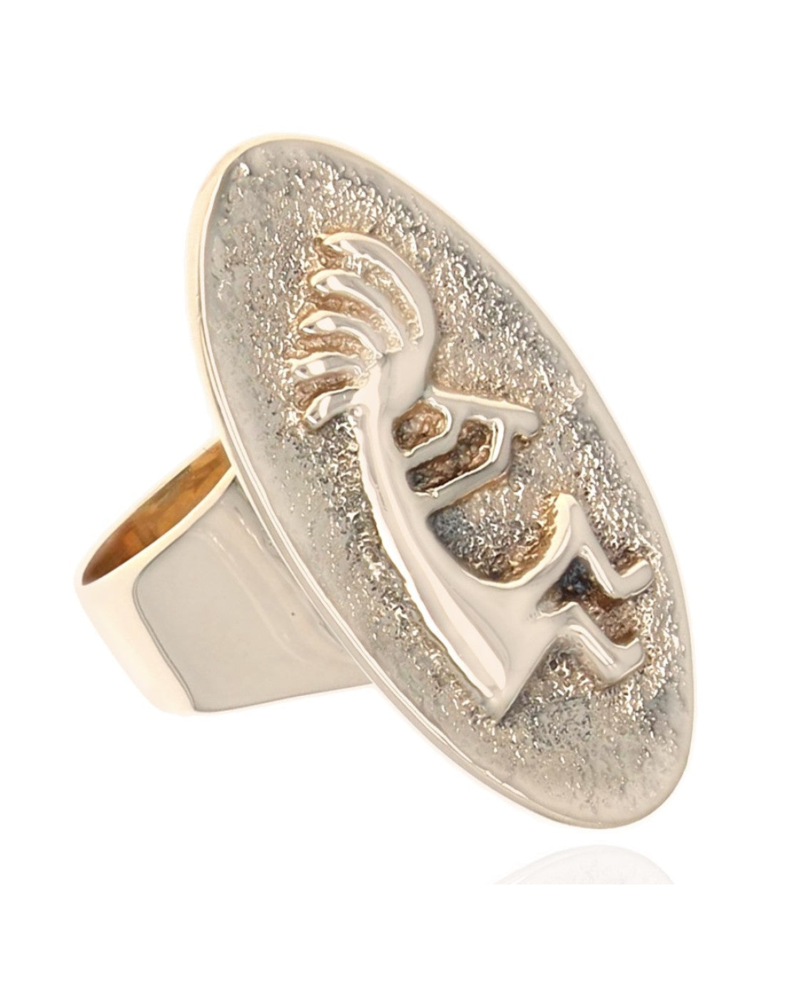 Elongated Oval Top Kokopelli Ring