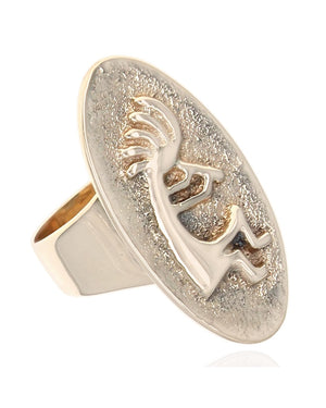 Elongated Oval Top Kokopelli Ring