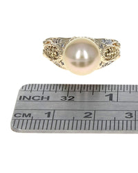 Na Hoku South Sea Pearl and White and Yellow Diamond Ring