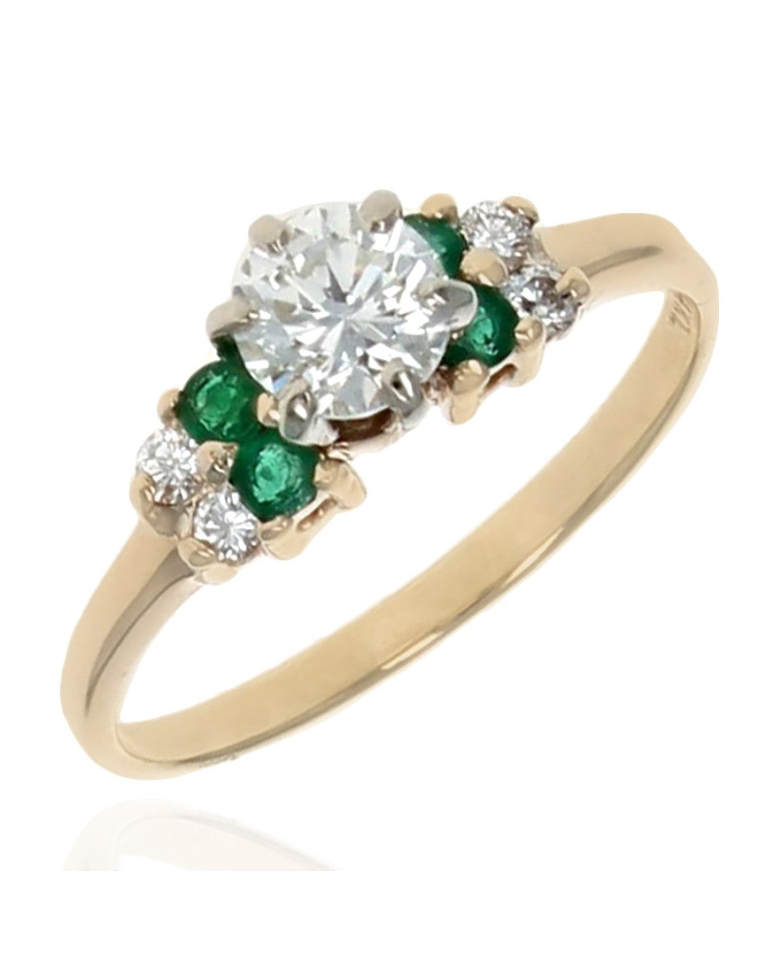 Emerald and Diamond Engagement Ring