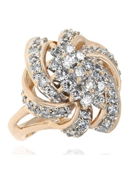 Diamond Pinwheel Cluster Ring in Yellow Gold