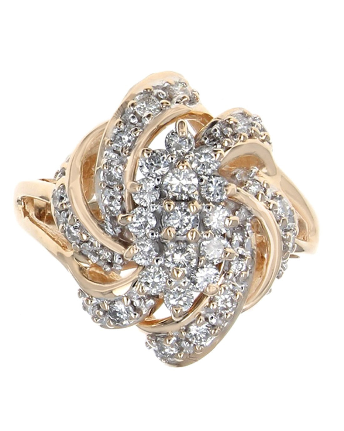 Diamond Pinwheel Cluster Ring in Yellow Gold