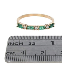 Alternating Emerald and Diamond Ring in Yellow Gold