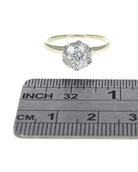 Diamond Cluster Engagement Ring in White and Yellow Gold