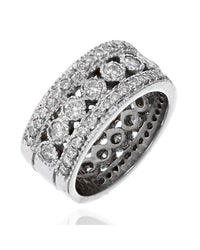 3 Row Diamond Open Milgrain Band