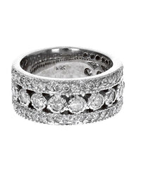 3 Row Diamond Open Milgrain Band