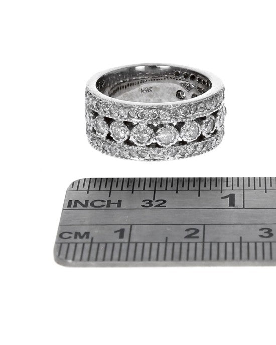 3 Row Diamond Open Milgrain Band