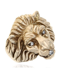 Lion Ring with Diamond Eyes and Mouth
