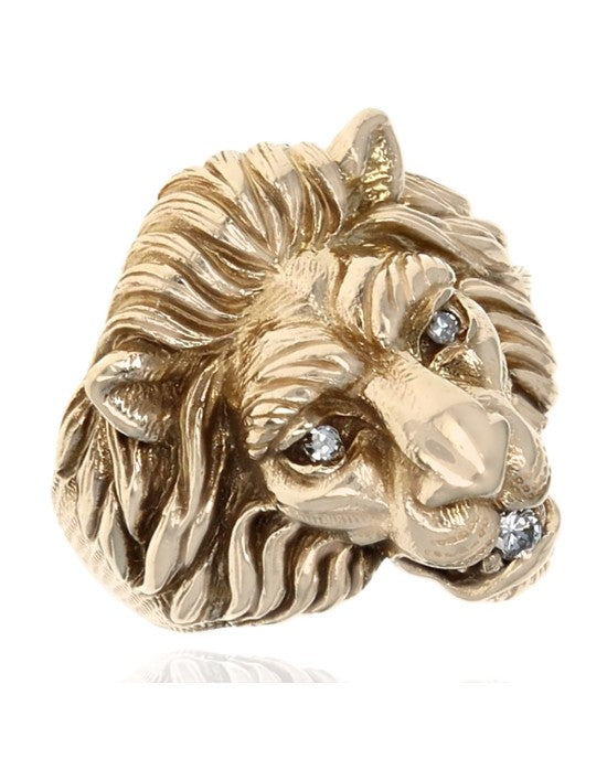 Lion Ring with Diamond Eyes and Mouth