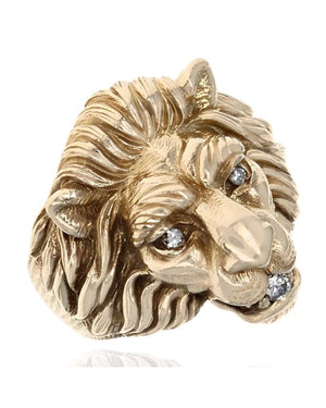 Lion Ring with Diamond Eyes and Mouth