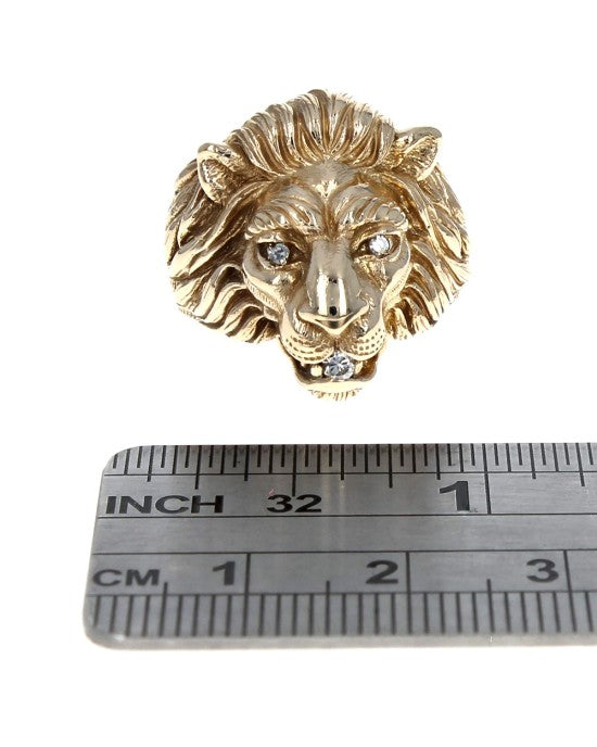 Lion Ring with Diamond Eyes and Mouth