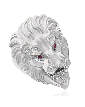 Lion Head Ring with Ruby Eyes