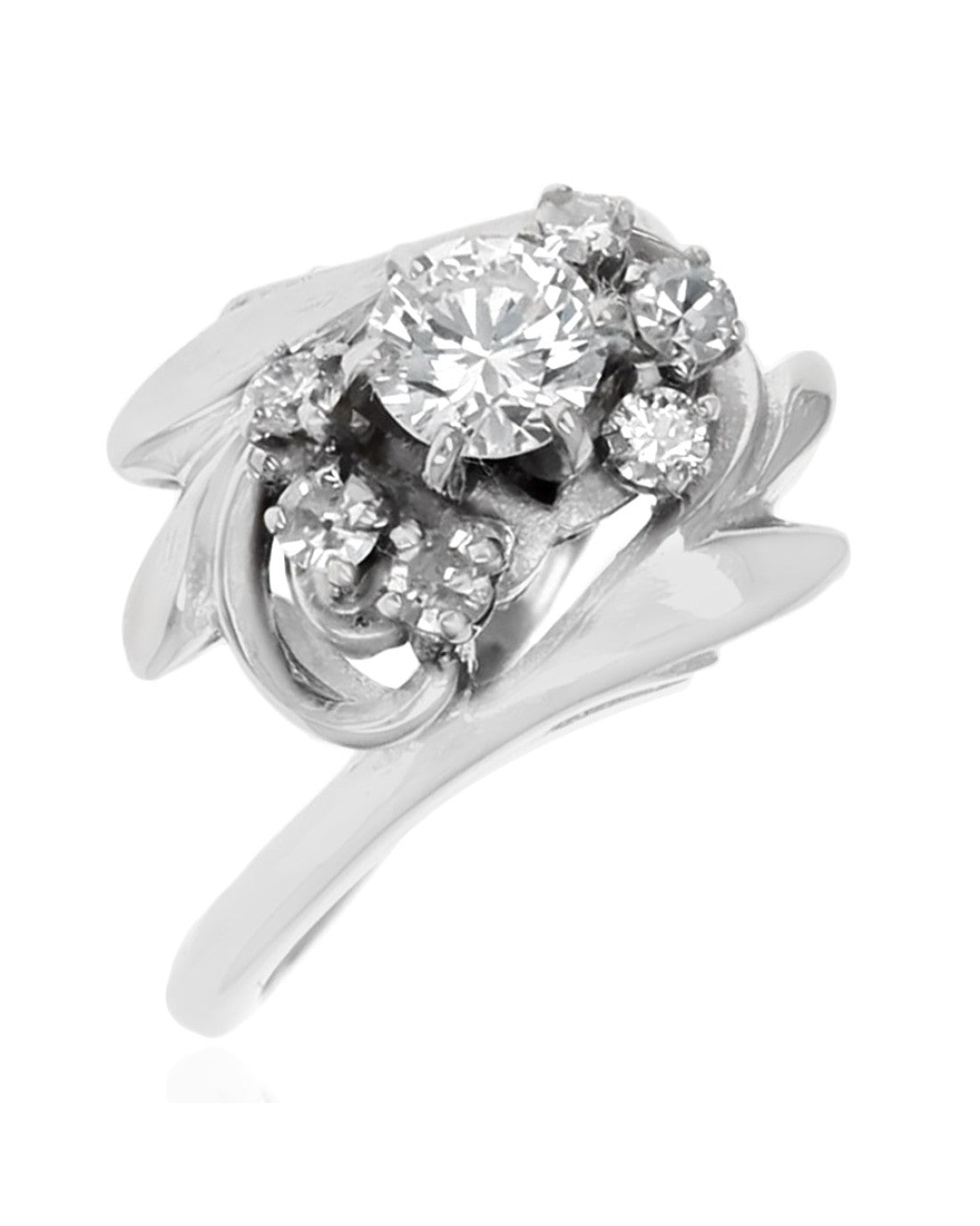 Diamond Bypass Foliate Ring