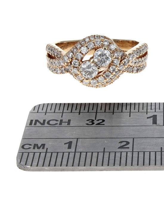 Diamond Crossover Wedding Ring in Yellow Gold