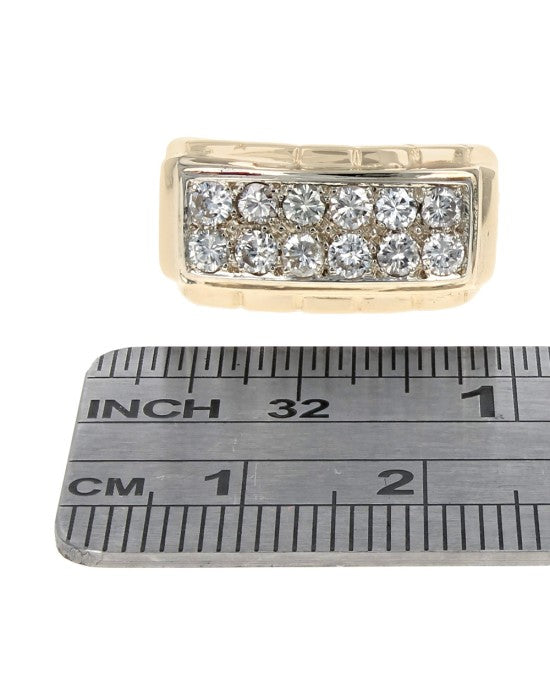 Gentlemen's 2 Row Diamond Tapered Ring in Yellow Gold