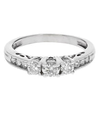 Diamond Milgrain Accent Engagement Ring in White Gold