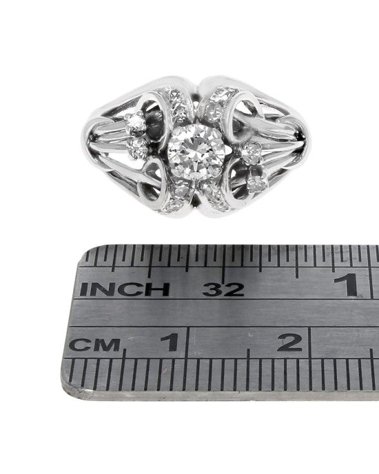 Diamond Open Ribbon Ring in White Gold