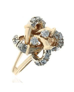 Diamond Swirl Crossover Ring