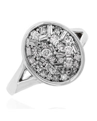 Mixed Cut Diamond Oval Top Ring