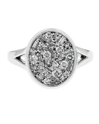 Mixed Cut Diamond Oval Top Ring