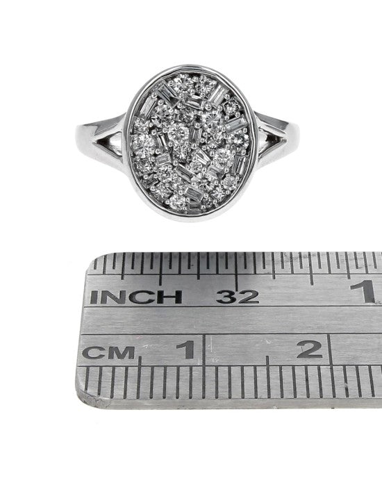 Mixed Cut Diamond Oval Top Ring