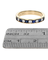 Alternating Blue Sapphire and Diamond Band