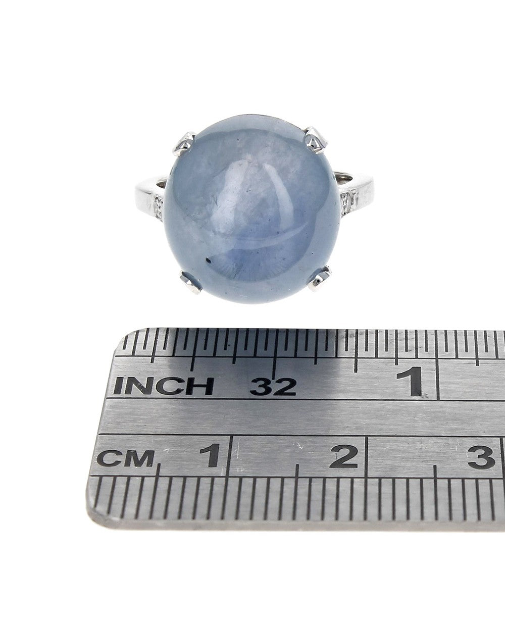 Blue Star Sapphire and Diamond Accent Ring