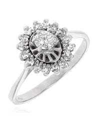 Diamond Halo Ring in White Gold