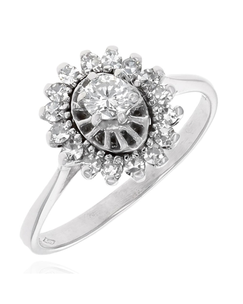 Diamond Halo Ring in White Gold