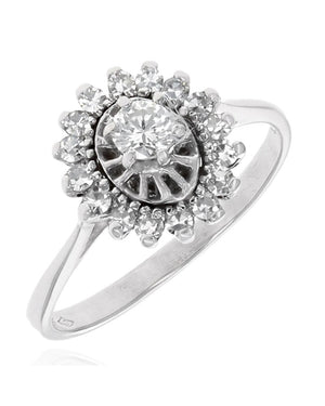 Diamond Halo Ring in White Gold