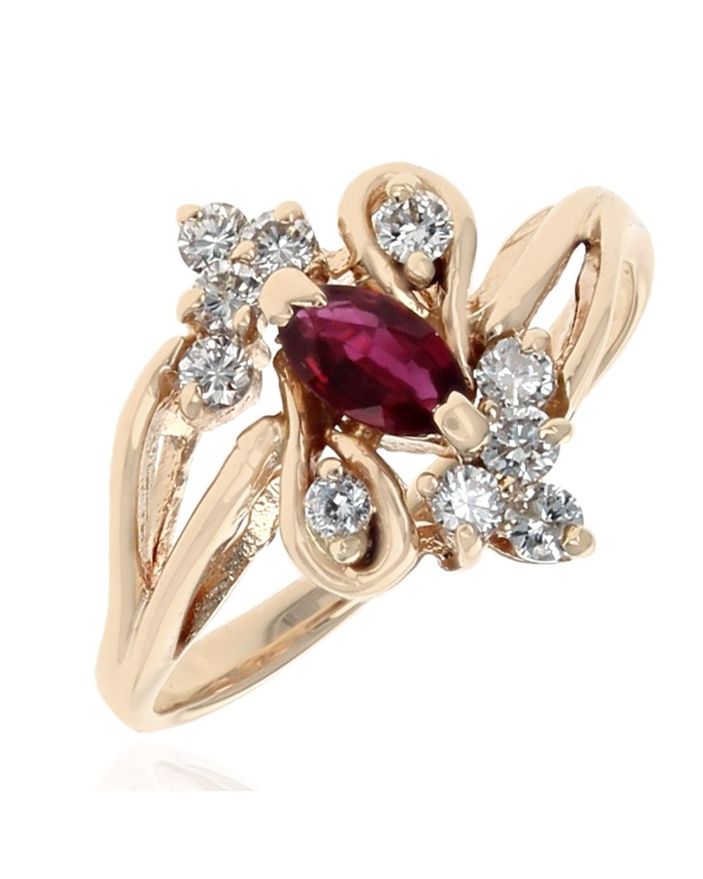 Ruby and Diamond Cluster Ring