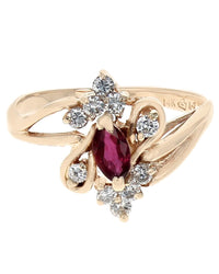 Ruby and Diamond Cluster Ring