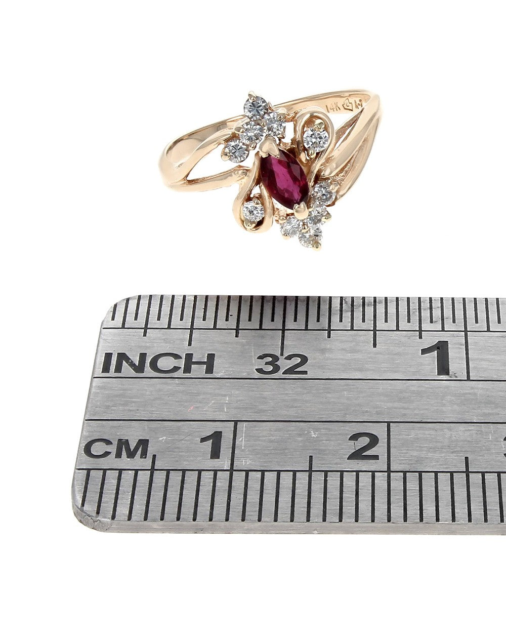 Ruby and Diamond Cluster Ring