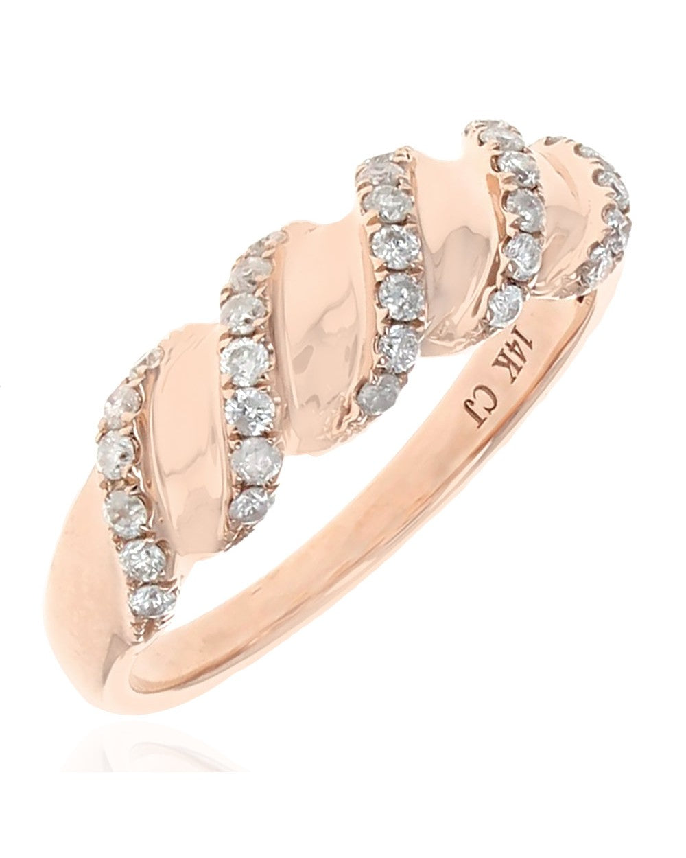 Diamond Wave Ring in Rose Gold